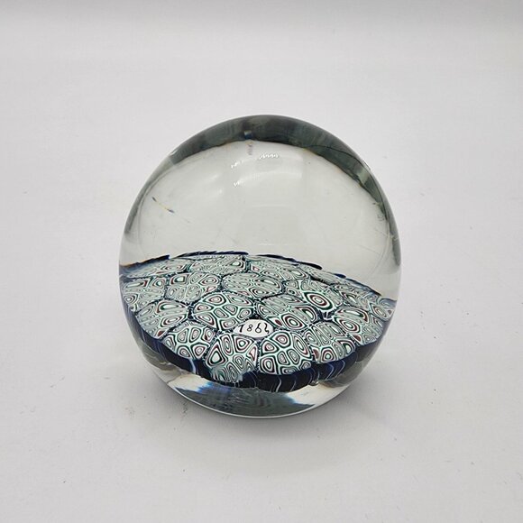 Murano Glass Milefiori Paperweight - Picture 2 of 4